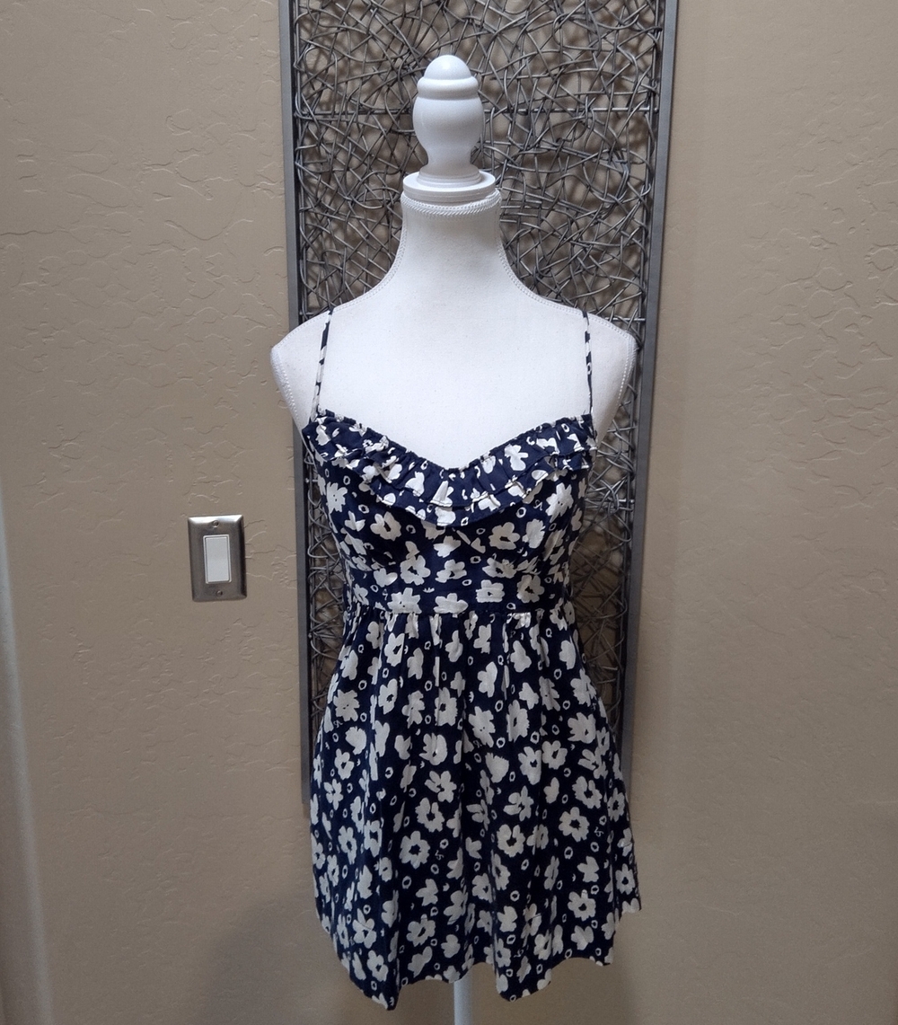 Victoria's Secret Silk Navy and White Floral Babydoll Top